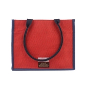 Tribes India Hand Embroidered Red Jute Handbag