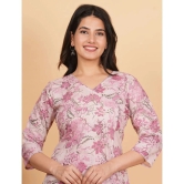 Vbuyz Cotton Printed Straight Womens Kurti - Pink ( Pack of 1 ) - None