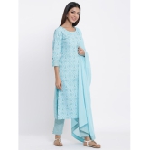 KIPEK - Blue Straight Cotton Womens Stitched Salwar Suit ( Pack of 1 ) - None