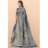 LEELAVATI - Navy Blue Banarasi Silk Saree With Blouse Piece ( Pack of 1 ) - Navy Blue