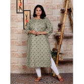 JC4U Cotton Blend Printed Straight Womens Kurti - Green ( Pack of 1 ) - None