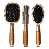 Majestique 3Pcs Hair Brush Set, Detangle Brush With Round Roller Hair Brush For Women Men Kids Girls