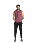 Men Solid Hooded Neck Polyester Maroon T-Shirt