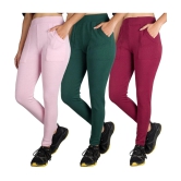 KARARO JEGGINGS - Cotton Blend Skinny Fit Pink Womens Jeggings ( Pack of 3 ) - None