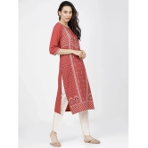 Ketch Polyester Printed Straight Womens Kurti - Orange ( Pack of 1 ) - None