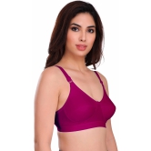 Eves Beauty Basic Bra Women Full Coverage Non Padded Bra-32D / Wine / Cotton Blend