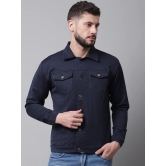 Rodamo Men Navy Blue Denim Cotton Jacket with Patchwork