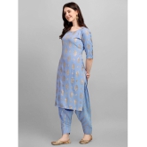 gufrina Rayon Printed Kurti With Salwar Womens Stitched Salwar Suit - Light Blue ( Pack of 1 ) - None