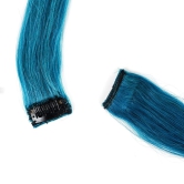 RefynHair - 100% Natural Human Hair Extensions Wigs | Teal Color Streax | 12 Inches | Pack of 1 | Streaks Highlighter For Women And Girls | Rainbow Color Hair Extensions for Festival Party