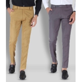 SREY - Khaki Polycotton Slim - Fit Men's Chinos ( Pack of 2 ) - None