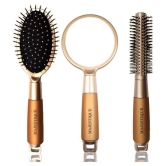 Majestique 3Pcs Hair Brush Set Detangling Brush, Roller Brush With Handle Mirror Suit For Women Men