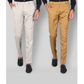 MANCREW - Khaki Polycotton Slim - Fit Men's Formal Pants ( Pack of 2 ) - None