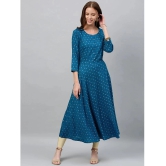 KIPEK - Blue Rayon Womens Flared Kurti ( Pack of 1 ) - None