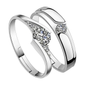 SILVERSHINE silverplated Gorgeous Diamond His and Her Adjustable Proposal Diamond Couple Ring for Men and Women Jewellery - None