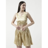 Zima Leto Womens Shimmer Pleated Crop Top With Matching Shorts Set - None