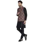 Banity Bey Mens Silk Blend Black Kurta Pajama with Designer Ethnic Nehru Jacket/Modi Jacket/Waistcoat