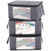 SH NASIMA Set of 3 Underbed Storage Bag, Storage Organizer, Blanket Cover with Front Handle - (Full Grey)