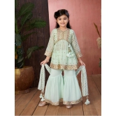 Aarika Sea Green Georgette Girls Kurta and Sharara Set ( Pack of 1 ) - None