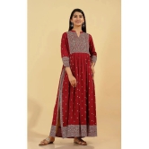 KIPEK - Maroon Rayon Womens Flared Kurti ( Pack of 1 ) - None