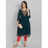 JASH CREATION - Blue Georgette Womens Straight Kurti ( Pack of 1 ) - None