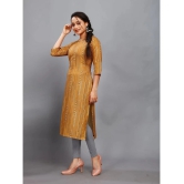 RIAANA Rayon Printed Straight Womens Kurti - Mustard ( Pack of 1 ) - None