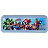 SKI Puzzle Game Password Protected Avengers Theme Double Layer Pencil Box Stationery Holder for Boys and Girls with Free Gift Pencil, Scale and Eraser Geometry Box