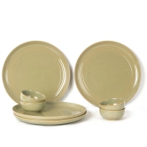 Handcrafted Chip Resistance Porcelain Dinner Set, 8 Pieces Serving for 4, Microwave and Dishwasher Safe, Bone-ash Free, Crockery Set for Dining and Gifting, Olive Green