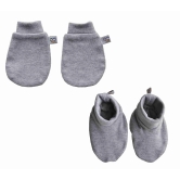 Dark Grey Baby Bottie+Mitten Set (100% Cotton Interlock)