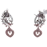 Stunning Cubic Zirconia and Pearl Floral Chandelier Earrings