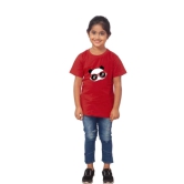 Girls Cotton Panda Glass Half Sleeve TShirt (Maroon) PID41490