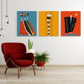 African Theme Wood Print Wall Art Set of 3-23 X 35 Inches Each / Birchwood Thickness: 12mm