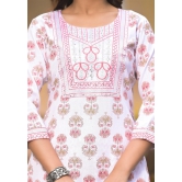 Pink and White Color Straight Kurta set with Dupatta and pant-L