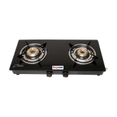 Suryaviva Nano 2B Ms Bk Toughened Glass 2 Cast Iron Burner Gas Stove(Manual Ignition,Black)