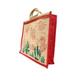 PALAK SAXENA Jute Bag for Shopping - Shoulder Bag | Eco Friendly Bags for Shopping - Cute & Quirky Collection (Tortoise, Fish - Red)