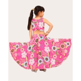 Kids Girls Sleeveless Rayon Top With Digital Printed Lehenga Set| Readymade | Suitable For Girls-Pink / 6 Years-7 Years