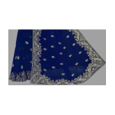 Om Shantam Sarees - Navy Blue Georgette Saree With Blouse Piece ( Pack of 1 ) - Navy Blue