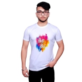 NITYANAND CREATIONS Round Neck White Holi T-Shirt for MEN-HOLI-T-SHIRT-11546-L