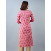 Doriya Rayon Printed 3/4th Sleeves Straight Pink Kurti Single - None