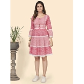 Vbuyz - Pink Cotton Womens Fit & Flare Dress ( Pack of 1 ) - None