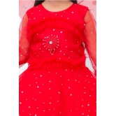 Girls Red Net Frocks  Dresses-9 - 10 Years