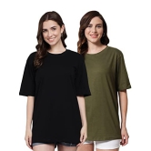 FUNDAY FASHION Women Cotton Half Sleeve Printed Oversized Relaxed Fit T-Shirts/Girls (Pack Of 2)