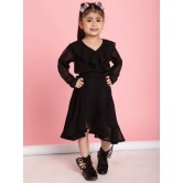 MINI & MING Girls V-Neck Ruffles Detailed Fit & Flare Midi Dress