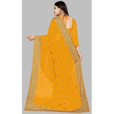 Om Shantam Sarees - Yellow Georgette Saree With Blouse Piece ( Pack of 1 ) - Yellow