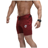 Omtex Red Polyester Fitness Shorts - None