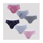 Ariel - Multi Cotton Blend Girls Panties ( Pack of 6 ) - None