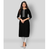 Vbuyz - Black Cotton Womens Straight Kurti ( Pack of 1 ) - L