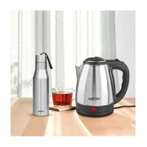 Milton Combo Set Go Electro Stainless Steel Kettle, 1.2 Litres, Silver and Super 750 Stainless Steel Water Bottle, 650 ml, Silver | Office | Home | Kitchen | Travel Water Bottle