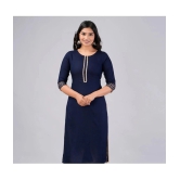 MAUKA Rayon Embroidered Straight Womens Kurti - Blue ( Pack of 1 ) - None