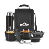 Milton PRO LUNCH,BLACK Stainless Steel Lunch Box 5 - Container ( Pack of 1 )