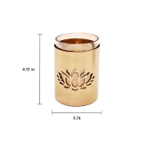 Lotus Cut Metal Glass Votive Gold and Clear Glass